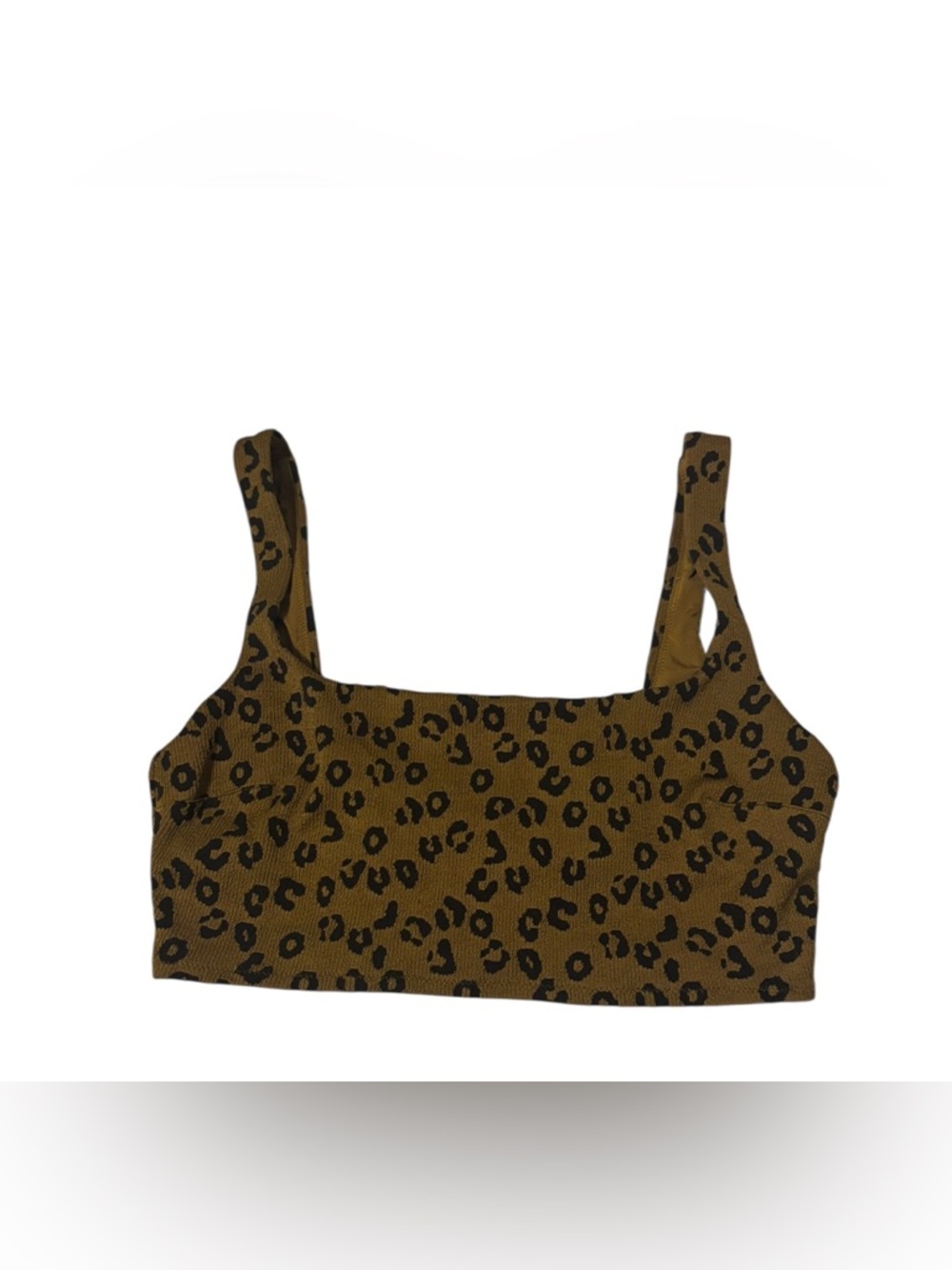 Aerie M Leopard Textured Longline Scoop Bikini Top